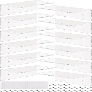 Vinsot 12 Pack Acrylic Floating Shelves 12 Inch Clear Acrylic Shelf Wall...