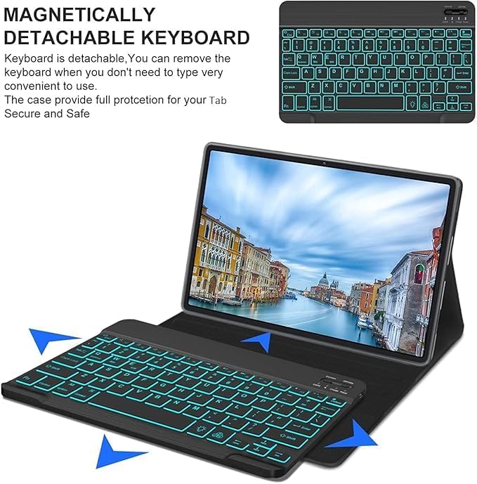 Image of ProElite Keyboard case for Xiaomi Redmi Pad 2 11 inch, Magnetic Detachable Wireless Bluetooth Keyboard Built-in 7-Colors Backlit with Pen Holder, Dark Blue