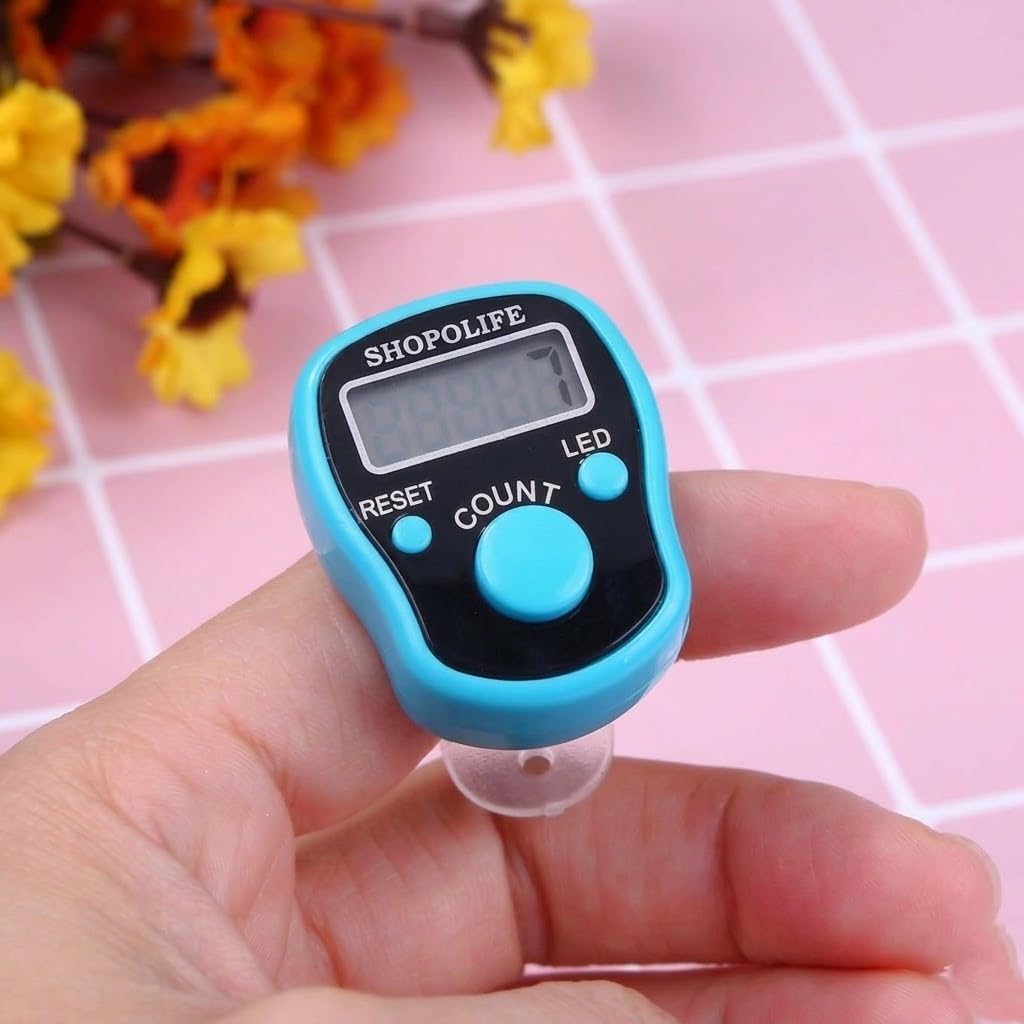 SHOPOLIFE Digital Tasbeeh Hand Tally Counter Finger Ring Digital Counting Machine Counter Tasbeeh & Jaap mala for Counting Purpose with LED (1 Pc - Multi Color)-picture-25