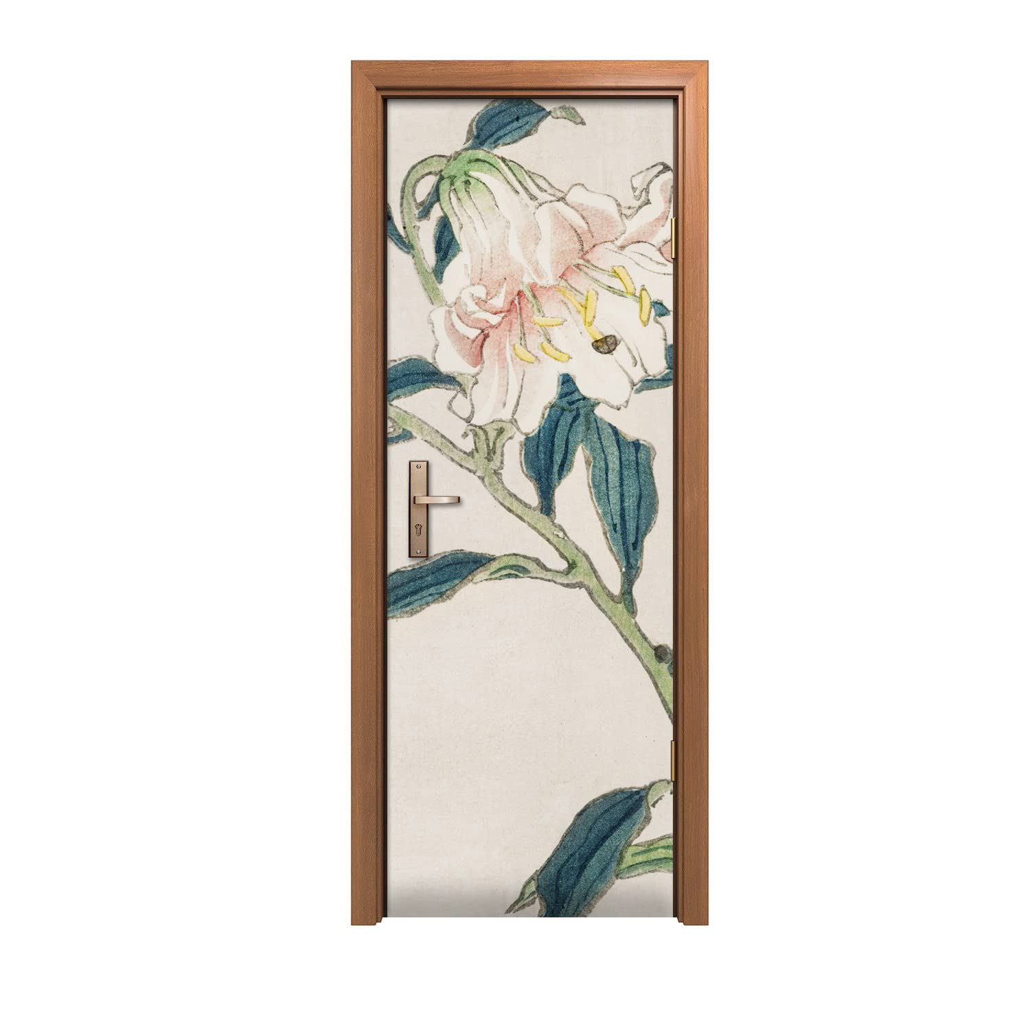 Sticker de porte fleurs asiatiques 70x200 cm pour décoration murale