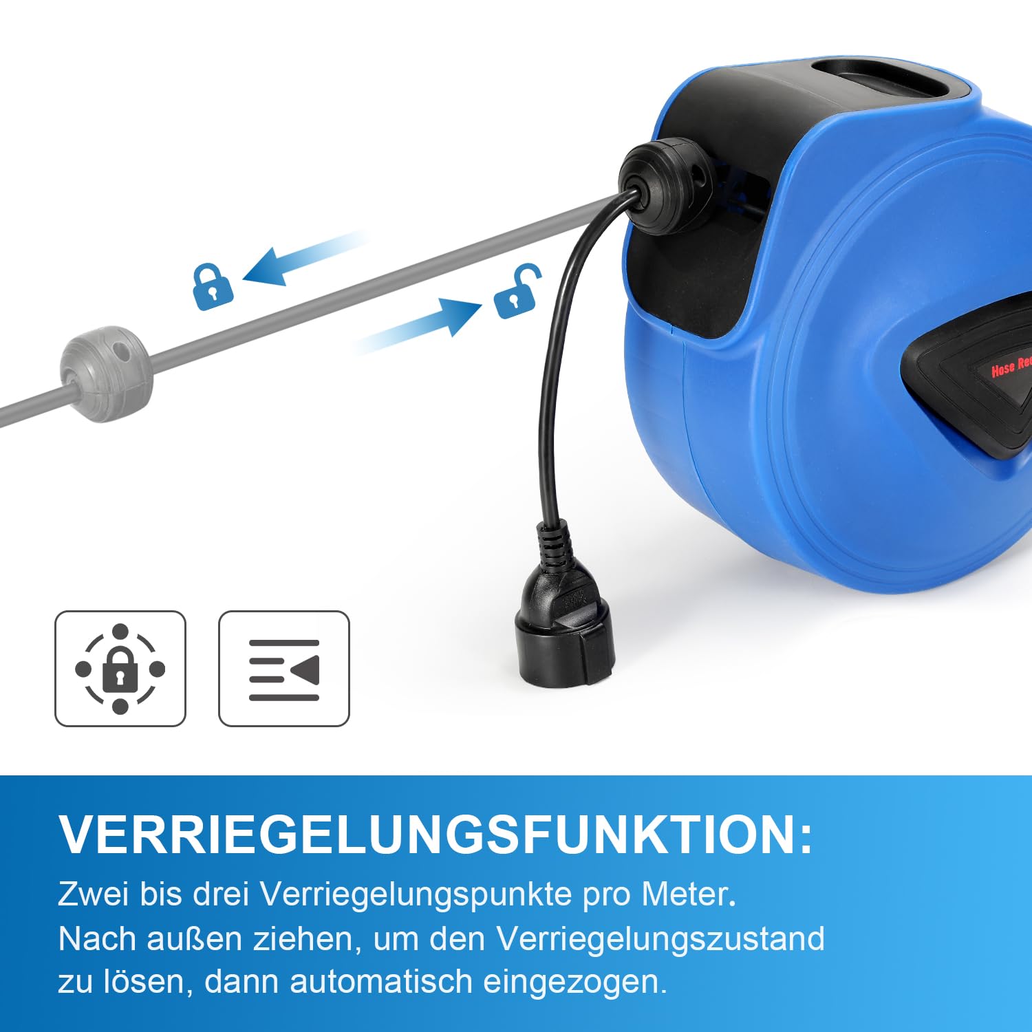 Avvolgicavo Automatico Fiqops 20m - Montaggio A Parete, Girevole 180°, IP44, Per Officina E Esterno - Foto 5