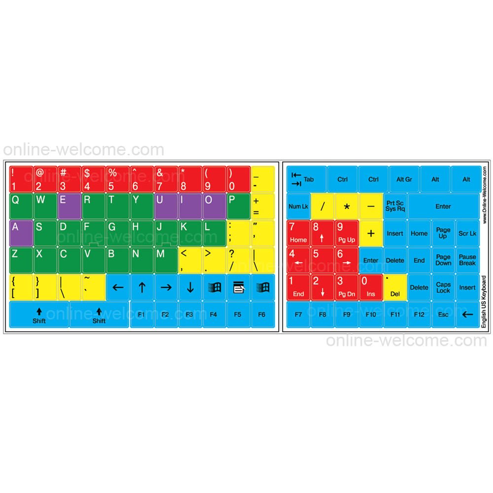 Laser Cut Template Keyboard Letter Stickers - Large Colored UPPERCASE ...