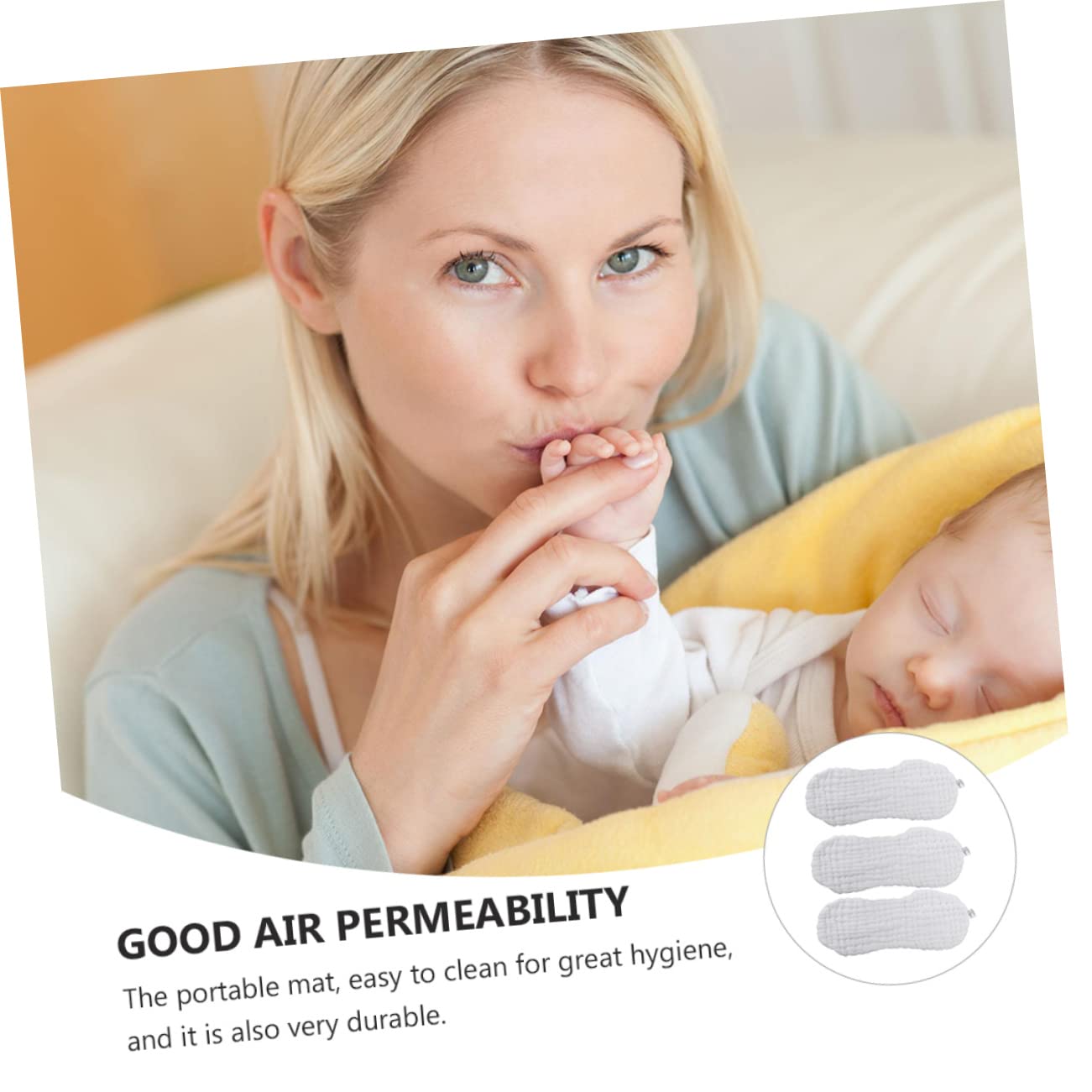 Wakauto Soft Cotton Diapers Muslin Blanket 3pcs Newborn Diaper Pad Set Washable Barrier Design