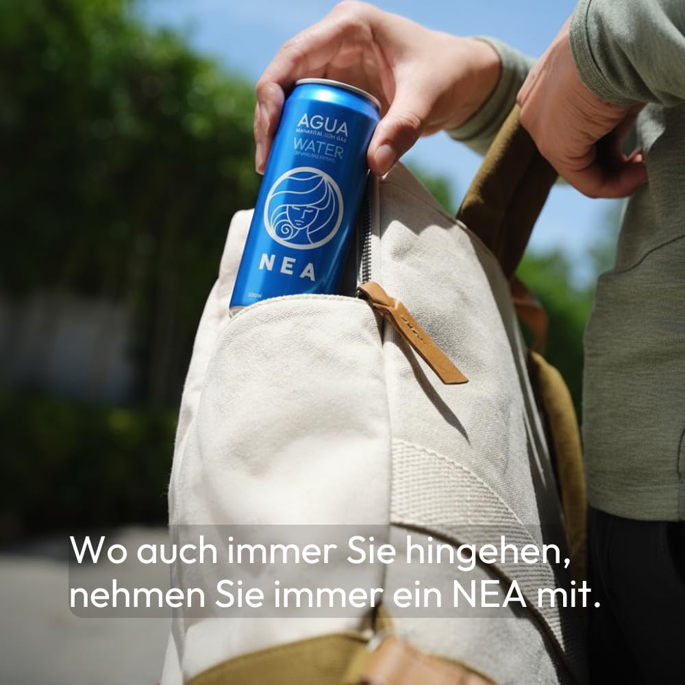 NEA Sprudelwasser in Dose - Quellwasser mit Kohlensäure Österreichische Alpen - 24er Pack 33cl - Aluminium Recycelbar Plastikfrei BPA Free - Ohne Metallischen Nachgeschmack - Feine Perlung