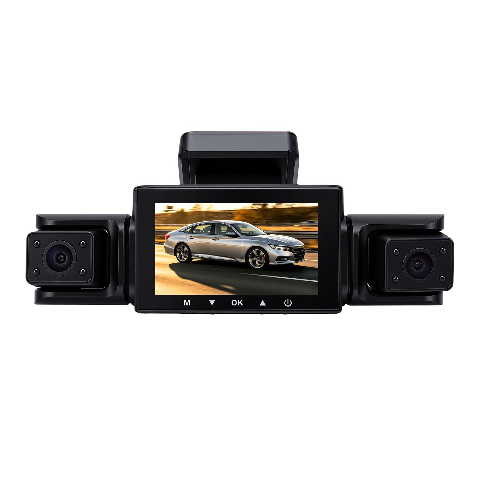 Dash Cam a 4, Fotocamera Anteriore e Posteriore 4K da 360 Gradi con WiFi da 5 GHz GPS Touch Screen da 3 Pollici 24 Ore su 24, 7 Giorni su 7 Modalità Parcheggio G Sensor