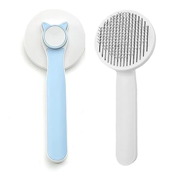 Self Cleaning Slicker Brush for Cat and Dog - Pet Grooming Brushes One-key Hair Shedding Brush Safe Dust Comb for Easy Mats Tangles Removing