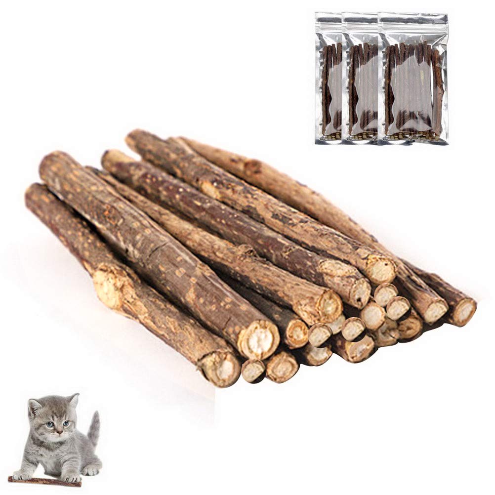 60 Pcs Cat Chew Stick, Natural Catnip Sticks Cat Chew Toys for Cat Kitten Kitty Teeth Cleaning