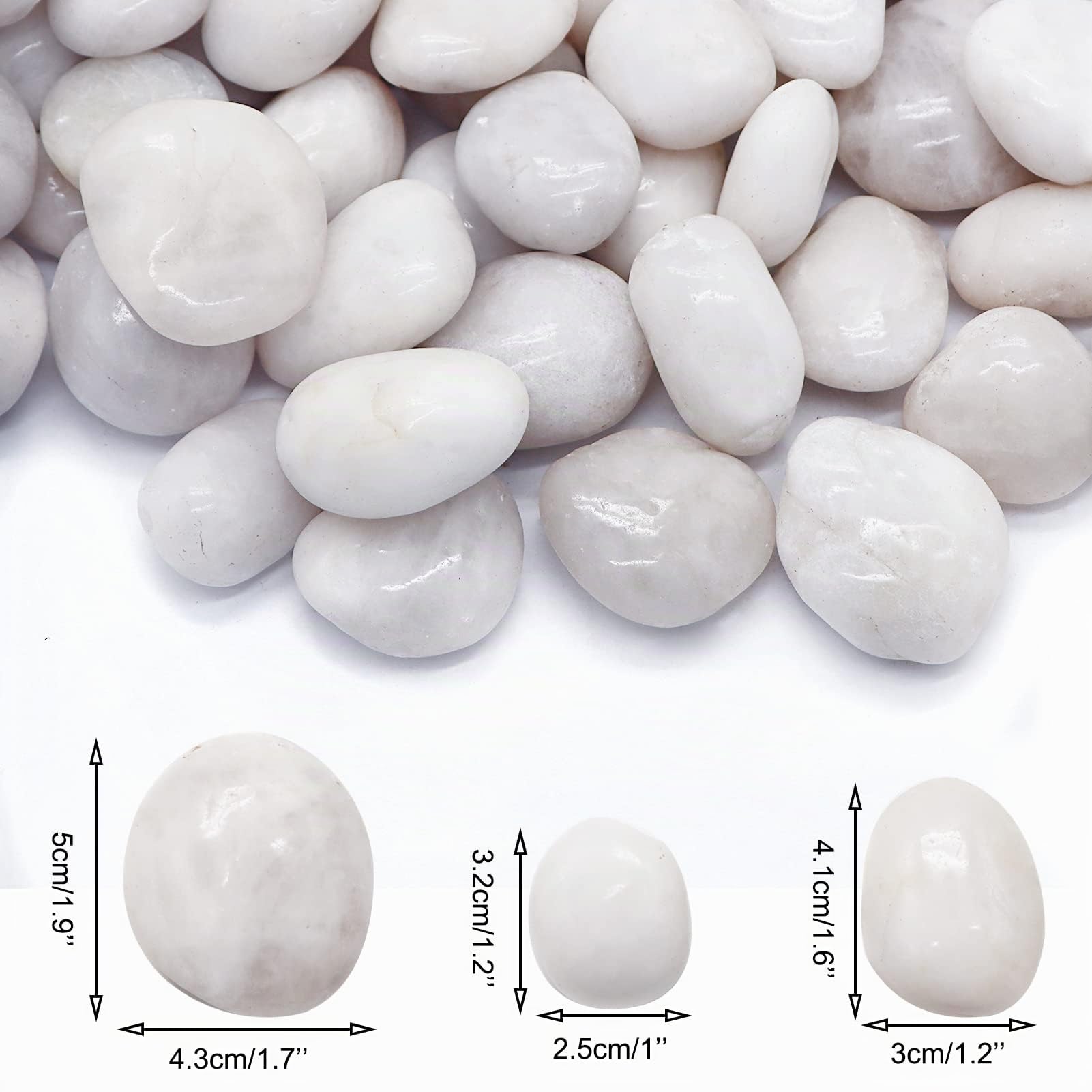1 kg de galets blancs décoratifs naturels polis pour plantes, décoration d'intérieur, gravier d'aquarium, remplissage de vase, jardin féérique, aménagement paysager extérieur