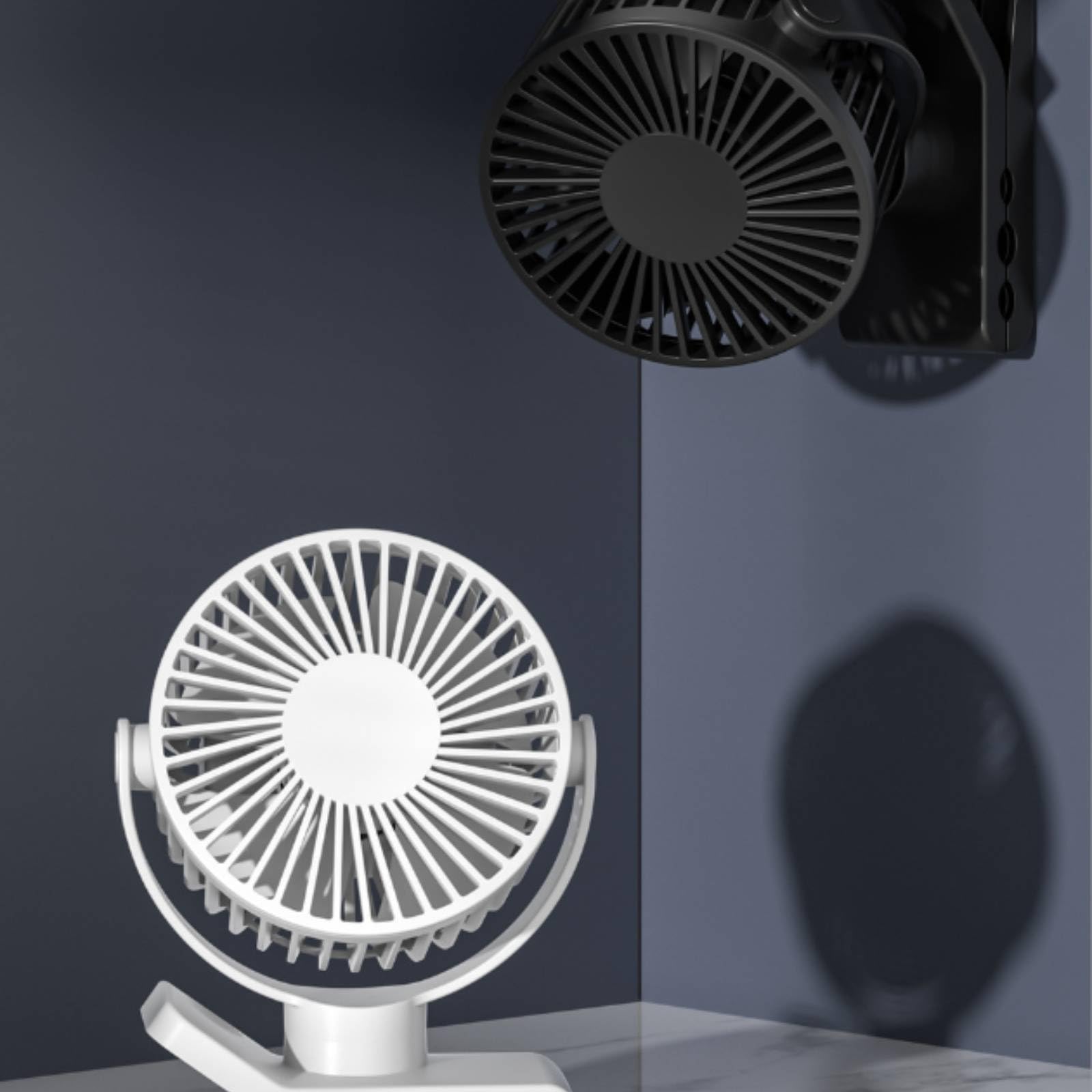 Ventilador Portátil con Base Sujeción Resistente con Brazo Modular Segmentado para Ventilación Focalizada en Escritorio Silla y Ejercicio, Negro