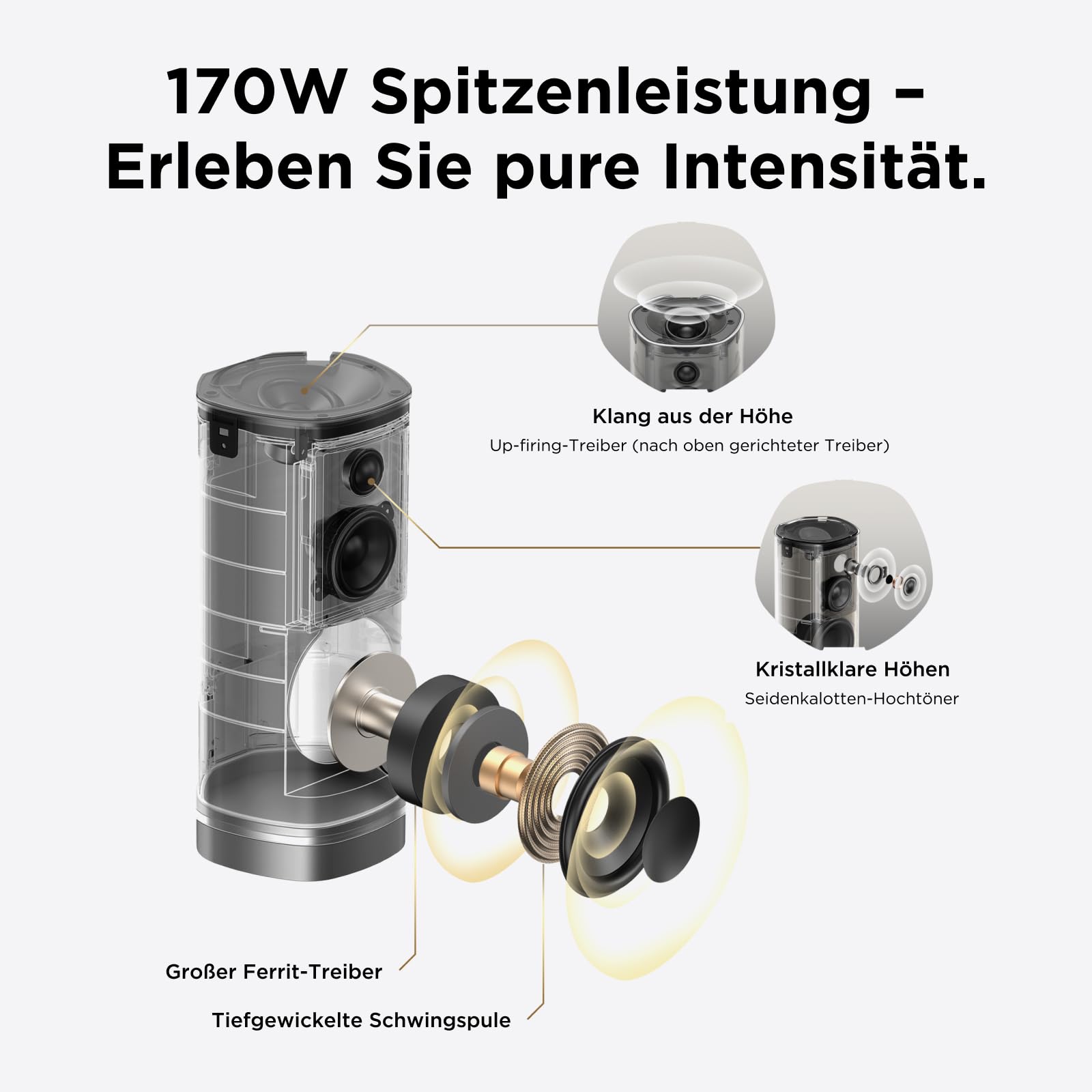 TCL Z100 Kabelloser Subwoofer für Immersiven 3D Heimkino-Sound, Dolby Atmos & Tiefer Bass - Ergänzung Z100 Speaker erforderlich - Platzsparendes Design & Flexible Platzierung