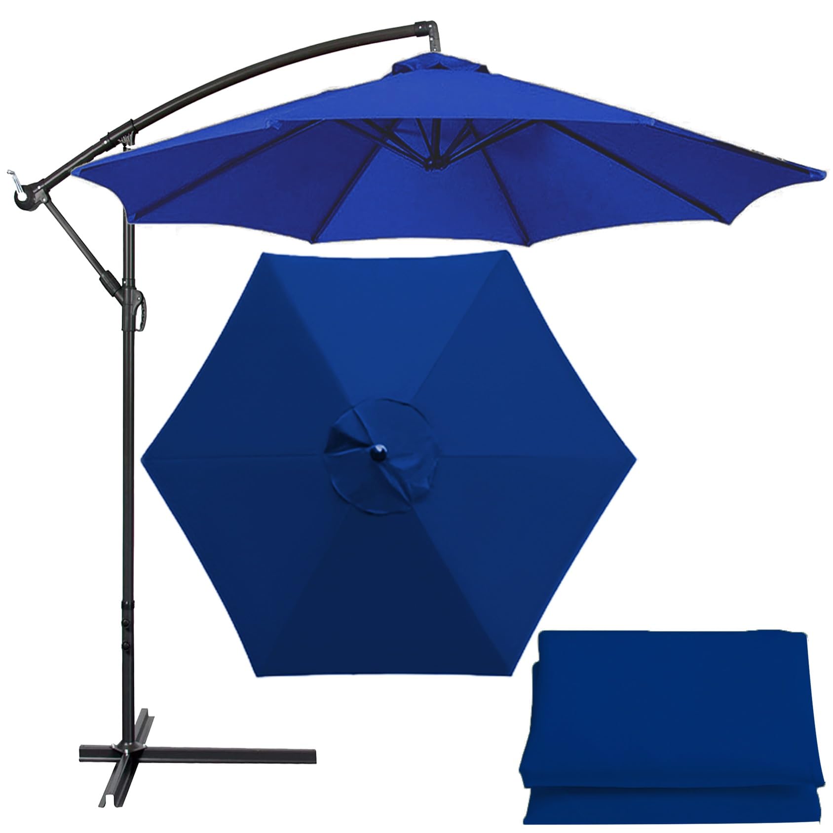 Patio Umbrella Replacement Cloth 200cm-6 Arms 2.7m-6 Arms 2.7m-8 Arms 300cm-6 Arms 300cm-8 Arms Replacement Parasol Fabric Cover For Garden Umbrella - Waterproof/UV Protection(Color:Royal blue,Size:6