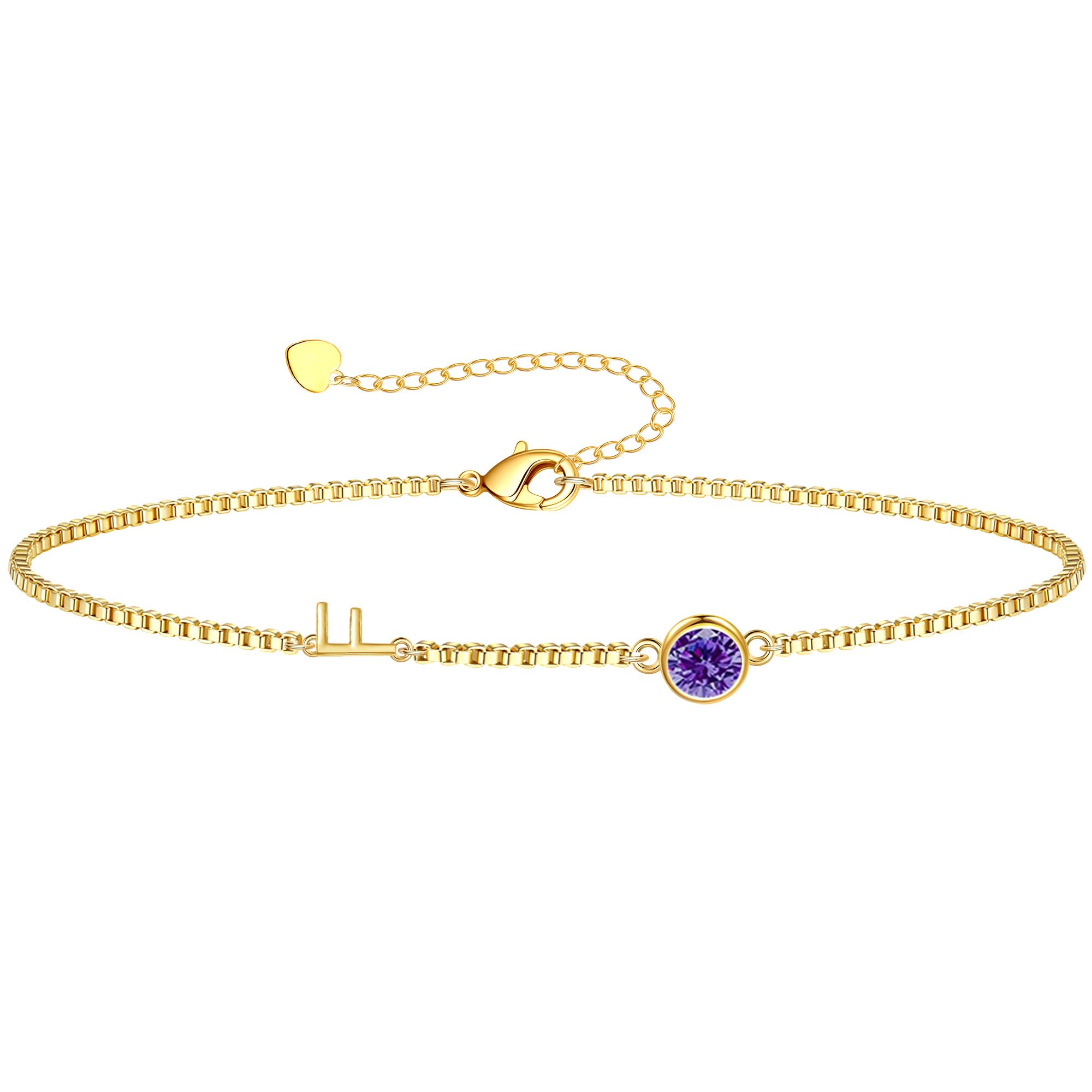 Birthstone Bracelets for Women, Initial Bracelet Teen Stocking Stuffers Birthday Gifts for Teen Girls Initial Bracelet Trendy Letter A-Z Dainty Bracelet 21st 30th Mom Birthday Gift Birthstone Jewelry