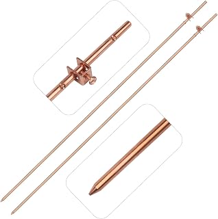 GOUNENGNAIL 2 Pack 4ft 3/8" Copper Bonded Ground Rods with Clamps - Electric Fence, Antenna, Satellite Dish Grounding