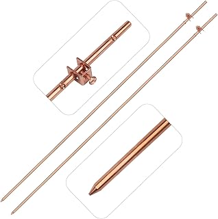 2-Pack Ground Rod 3/8''x4', Grounding Stake, Electrical Fence Antenna Electrode Satellite Dish TV Aerial Electrical Wire Lightning Rod Grounding Bar Copper Grounding Rod