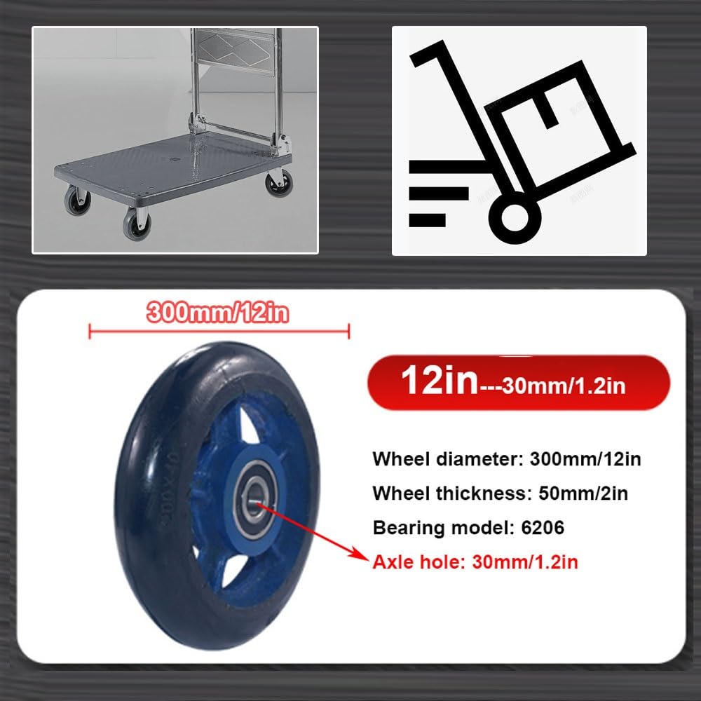 generisch Bollerwagen Räder 2 Stück Ersatz Caster Anhängerräder Robust Solide Reifen Radnabe aus Gusseisen 8in 10in 12in Ersatzräder(12in-30mm/1.2in)