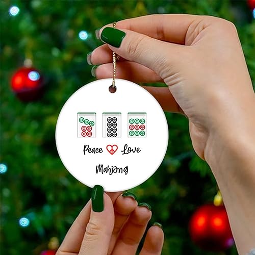 Miniatura 4 de Cheyan Funny Chinese Peace Love Mahjong Christmas Porcelain Ornament Home Decorations Christmas Pendants Mahjong Lovers Christmas Tree Hanging