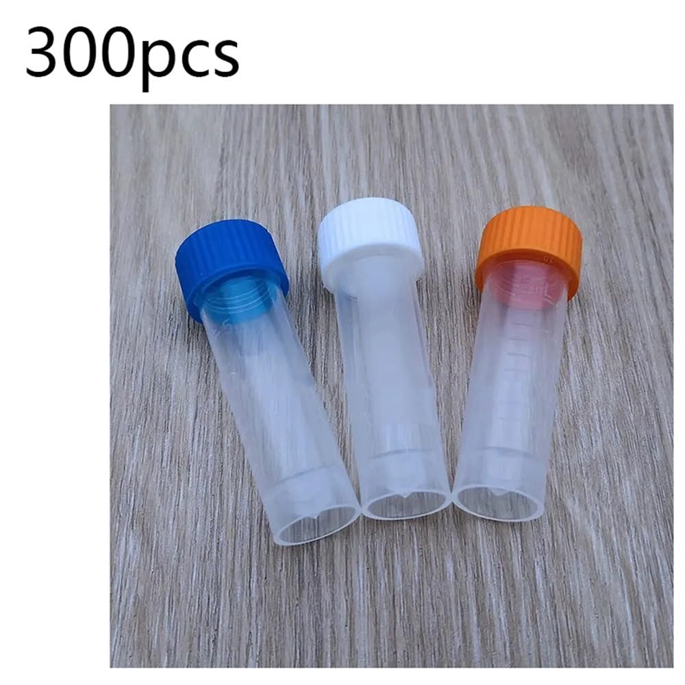 Cristalería de Laboratorio Tubos de ensayo de plástico PP de 5 ml (paquete de 50/100/200/300/400 unidades)(300pcs)