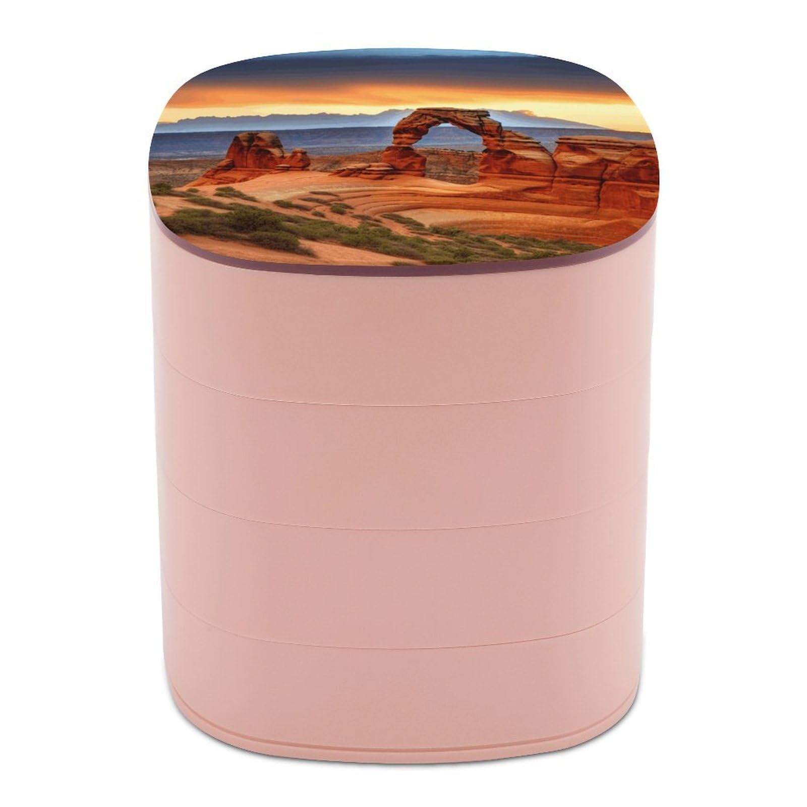 FekiLoot Arches National Park Jewelry Box 4-Layers Rotatable Jewelry Organizer Storage Box with Mirror Cute Travel Jewelry Case Portable Earring Holder Organizer for Ring Necklace Bracelet