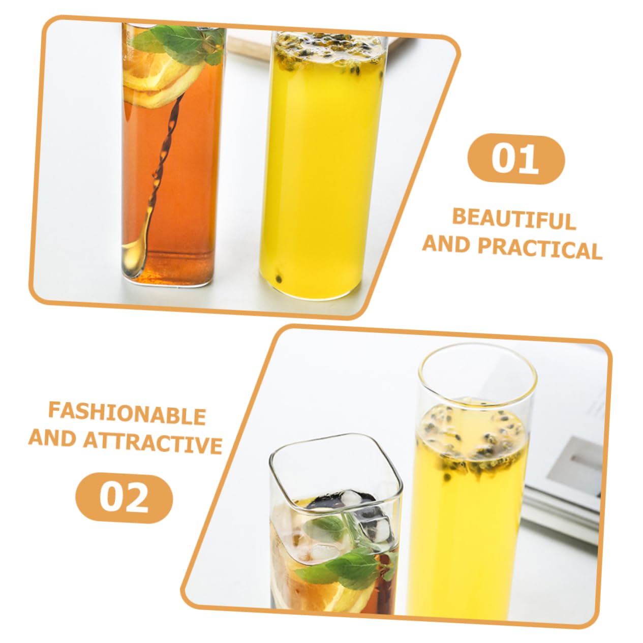 Set 2 Bicchieri Cocktail in Vetro Trasparente per Mojito e Caffè Freddo