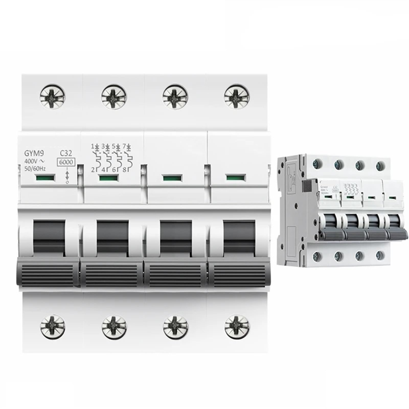 Disjoncteur MCB GYM9 4 pôles avec pouvoir de coupure 6KA pour circuits triphasés 50A