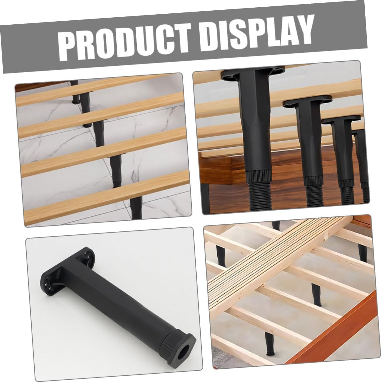 Garneck 6pcs Adjustable T-Shaped Plastic Bed Frame Legs for Sofa Table Chair Dresser Flexible Height Support Sturdy Furniture Hardware