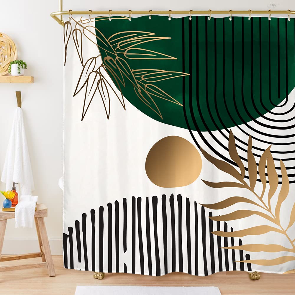 Miyotaa Abstrakter Duschvorhang Sonne & Mond | 152x180 Cm | Wasserdicht, Mit 12 Haken | Mandala-Design