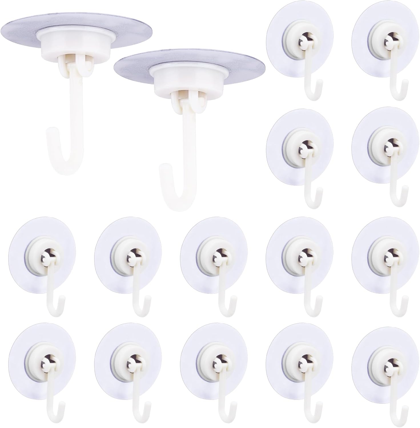 16PCS Adhesive Ceiling Hooks, Removable Wall Hooks, Hooks for Hanging, Adhesive Hooks for Hanging, Dorm Apartment Essentials Bathroom