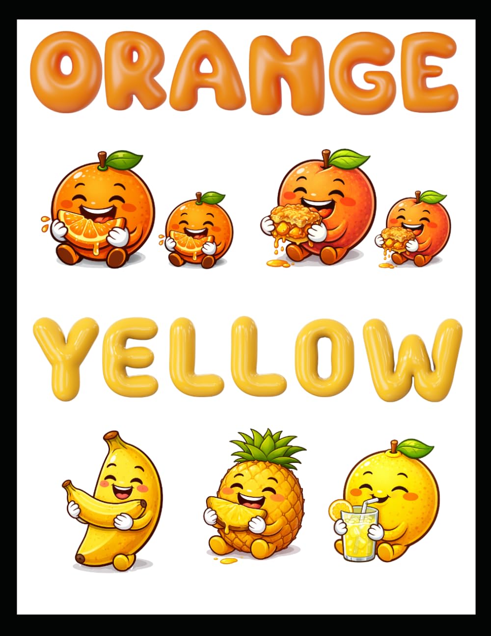Orange & Yellow: Oranges, peaches, bananas, lemons, and pineapples. (Fruit)