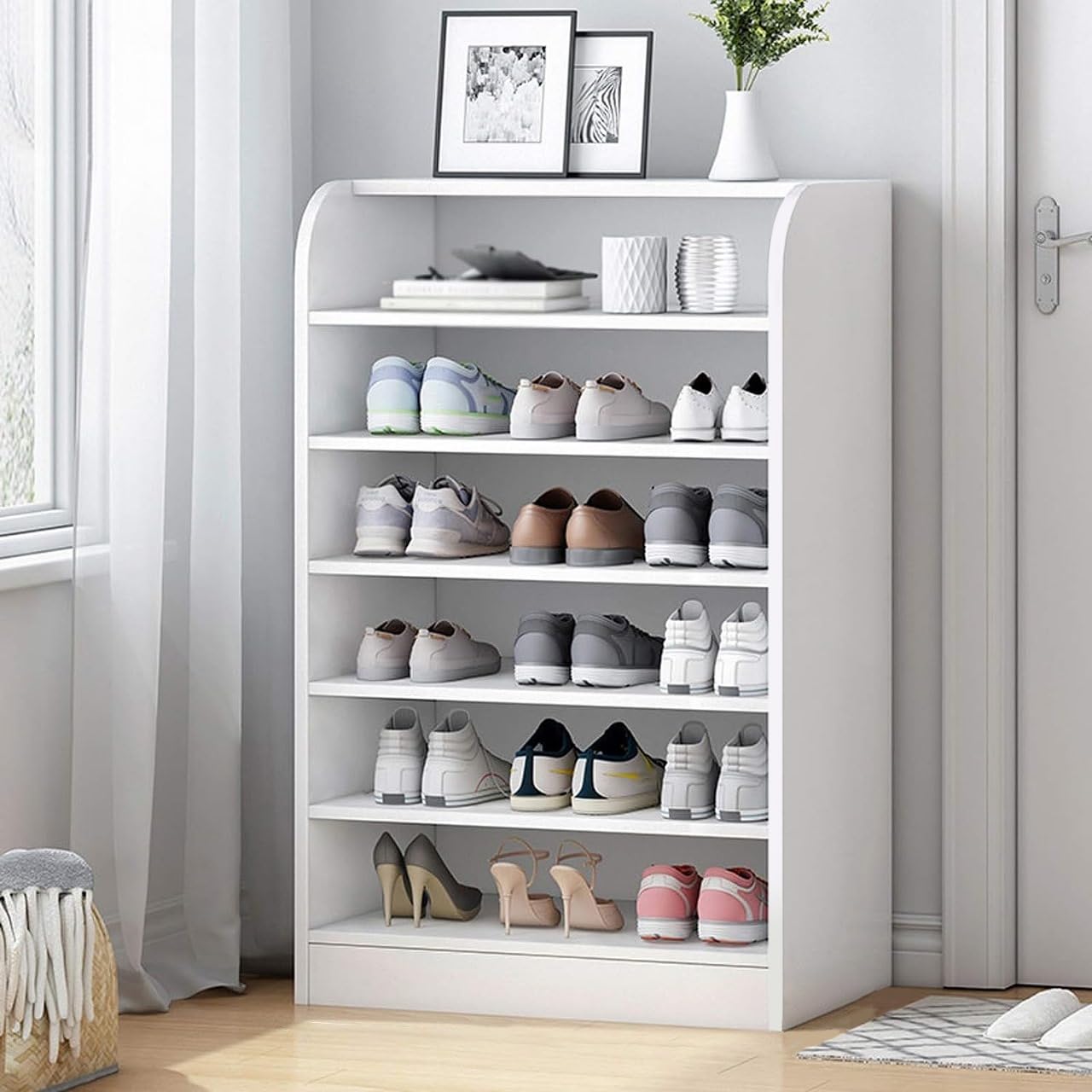 Lukzer Engineered Wood 6 Layer Shoe Rack - Open Storage Organizer Shelf (White/SR-005/100 x 30 x 60 cm) - DIY Installation, Refined Elegance (B0CXTBKNFX) Amazon Price History, Amazon Price Tracker