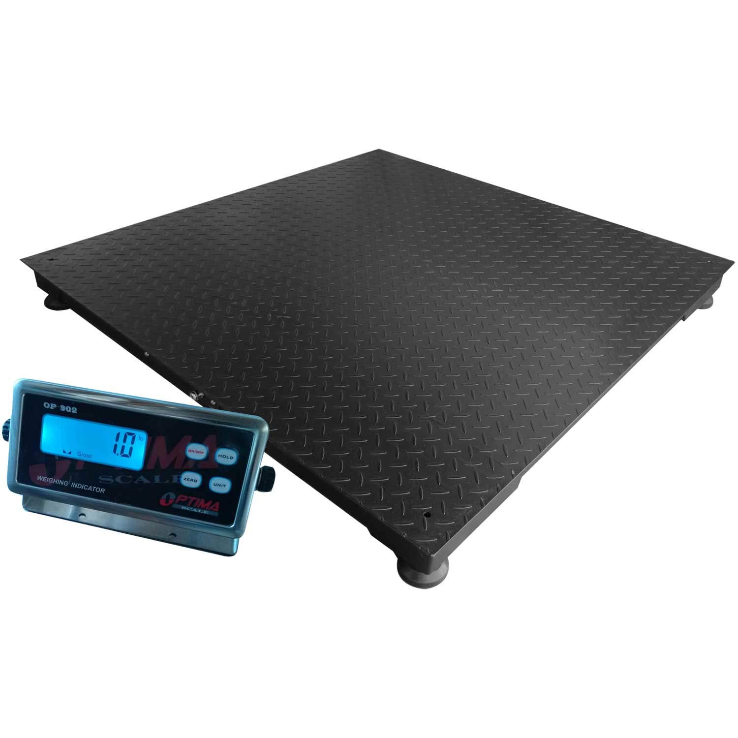 Heavy Duty Pallet Digital Scale 60" x 60" by Optima – 60"L x 60"W x 4"H, Alloy Steel, Black, Model OP-916-5x5-10-NNLED