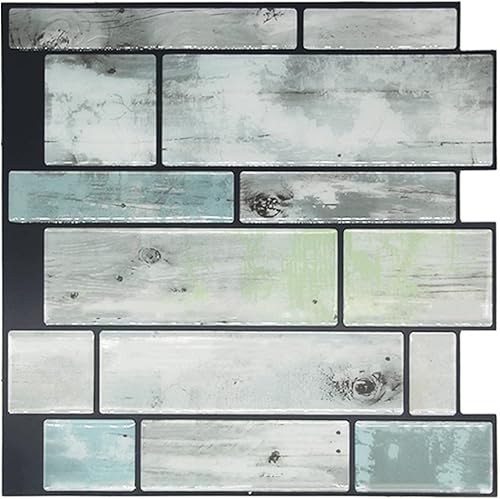 Miniatura 1 de Pielik Azulejos de cocina de 10 hojas despegar y pegar resistentes al calor y al agua adhesivos texturizados autoadhesivos despegar y pegar azulejos