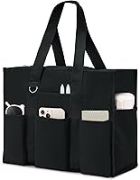 Becokan Extra Large Waterproof Tote Bag for Women - 12 Pockets, Top Zipper, Teacher Nurse Work School Utility Bag