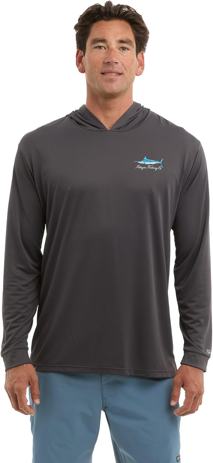 PELAGIC Apparel Men's Aquatek Goione Marlin Hooded Fishing Shirt