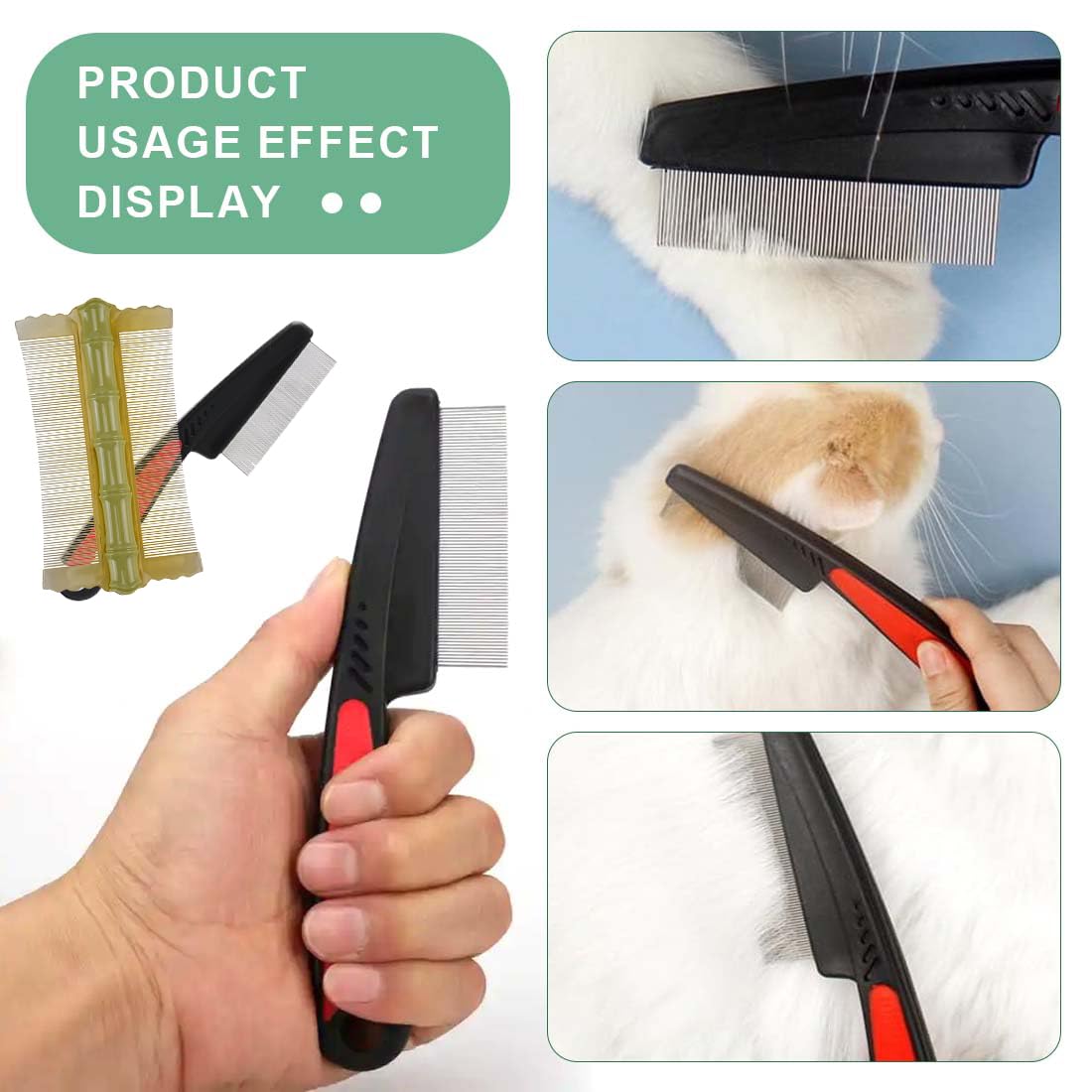 EIHI Lot de 3 Peignes anti Puces pour Chiens et Chats,Peigne Anti Puces pour Chat,Peigne anti Puces Chien,Peigne à Poussière,Peigne à puces,Dents Grossières et Fines