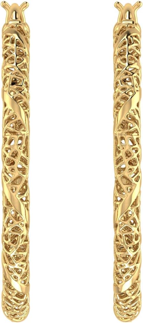 Plain Hoop Earrings in 925 Sterling Silver or 18K Yellow Gold over Sterling Silver or in 10K Gold (clarity)
