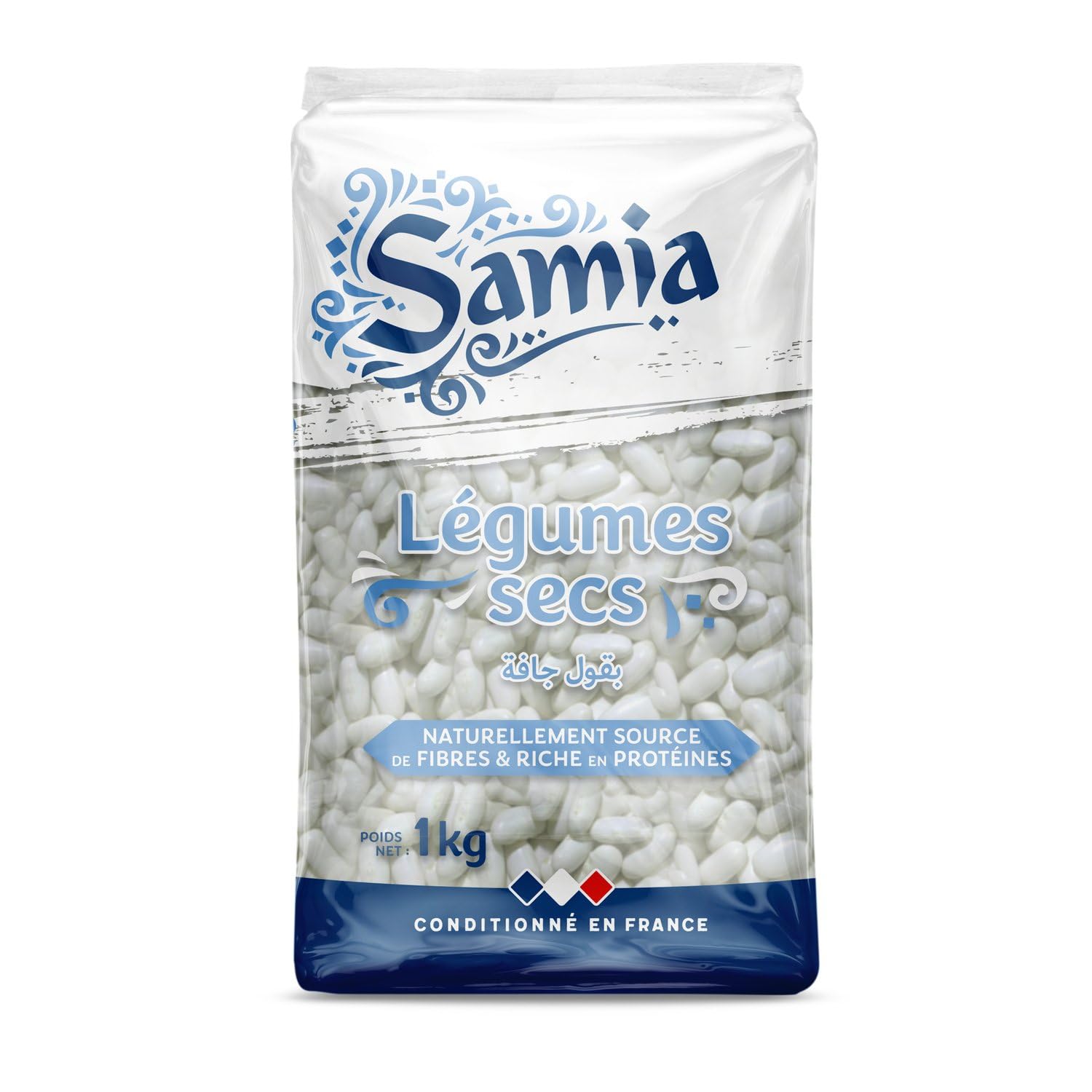SAMIA - Haricots Lingots Blancs Légumes Secs - Source de fibres & Riche en protéines · Idéal Cuisines Orientale & Africaine - le paquet de 1 kg - Le Lot De 4