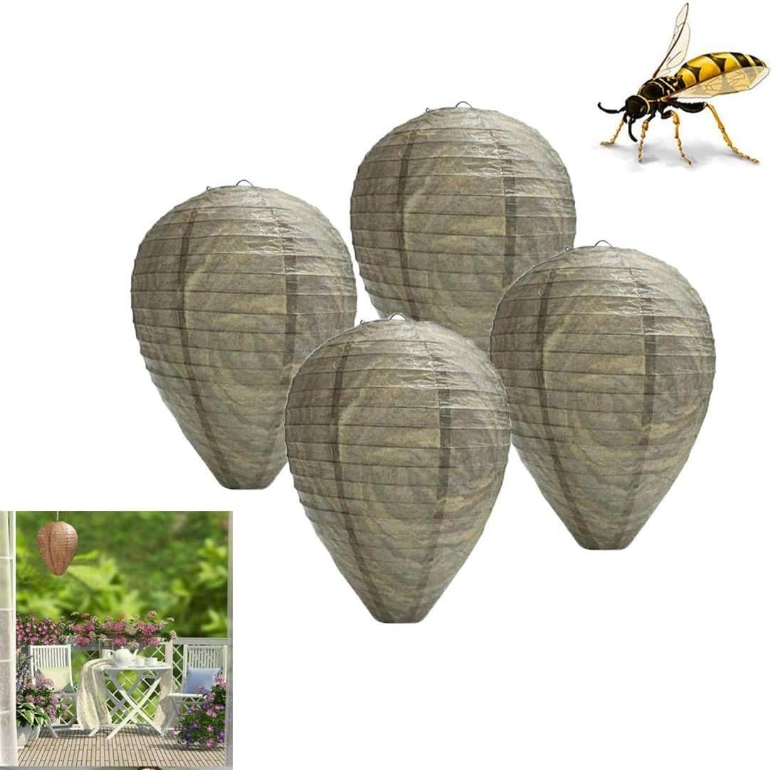 4 Pack Wasp Nest Decoy, Waterproof Hanging Fake Wasp Nest Bee Natural