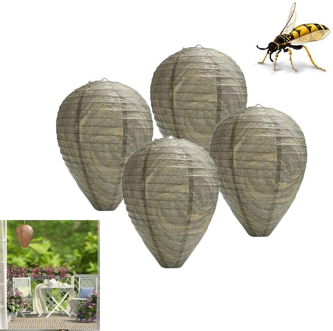 4 Pack Wasp Nest Decoy, Waterproof Hanging Fake Wasp Nest Bee Natural Wasp Repellent Wasp Trap, Wasp & Hornet Control for Home and Garden Outdoors (Dark Color)