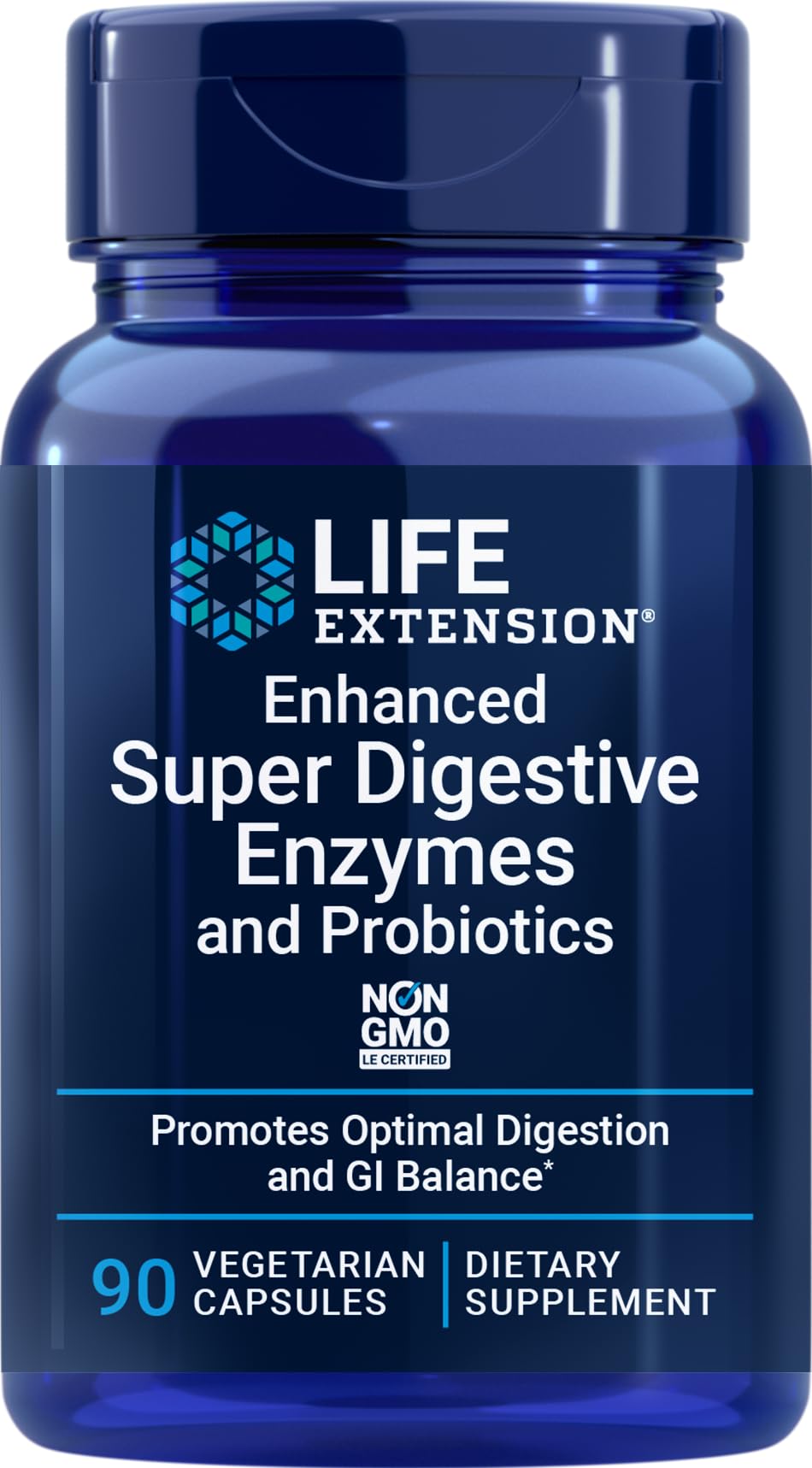 Life Extension Suplemento de Multi-enzimas com Probiótico B. coagulans, 90 cápsulas vegetarianas