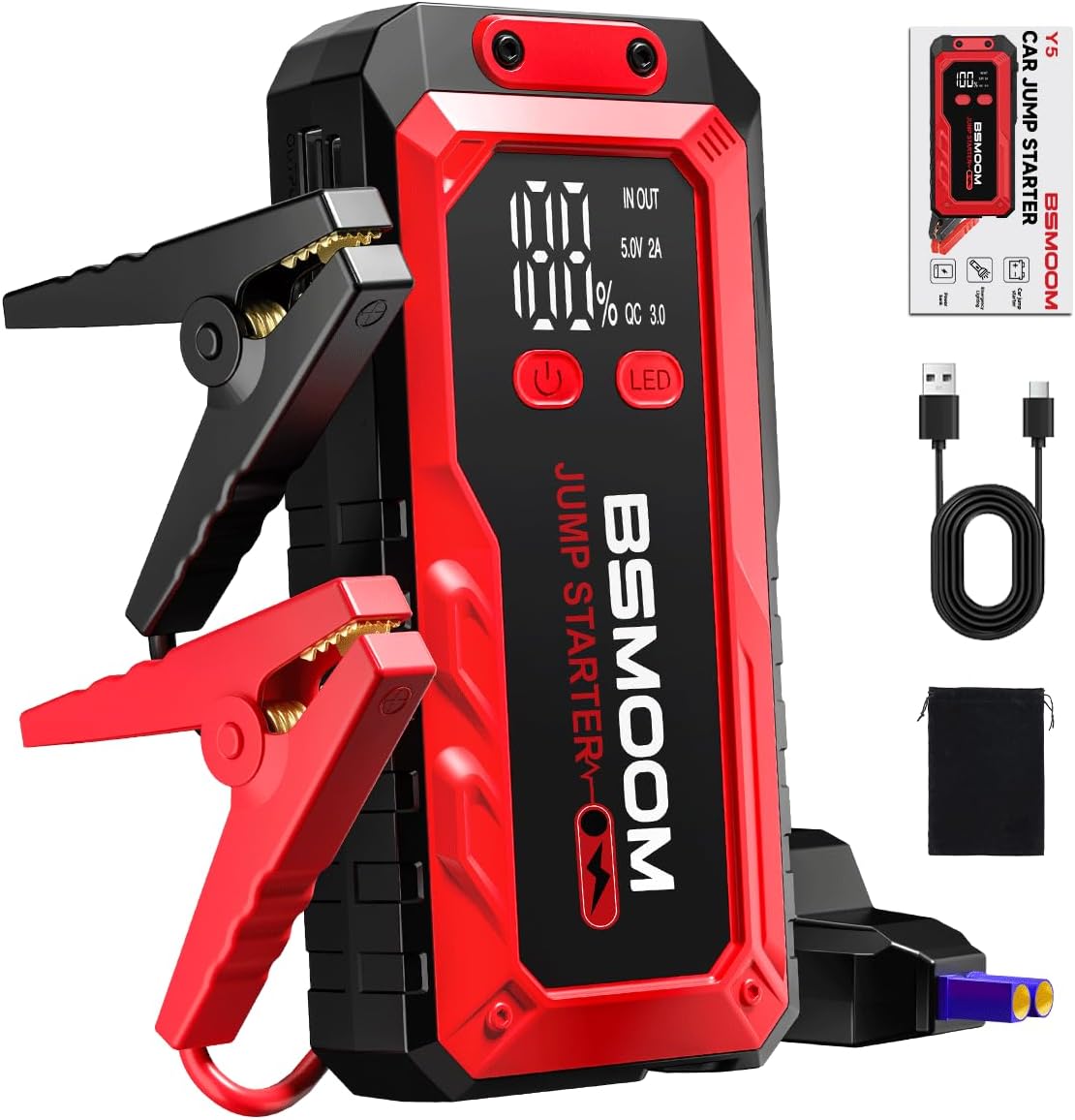 Car Battery Jump Starter Portable, 7000A Peak Battery (for 10.0L Gas or Up to 9.0L Diesel),Portable Booster Power Pack,LCD Display, USB Quick Charge & LED Light