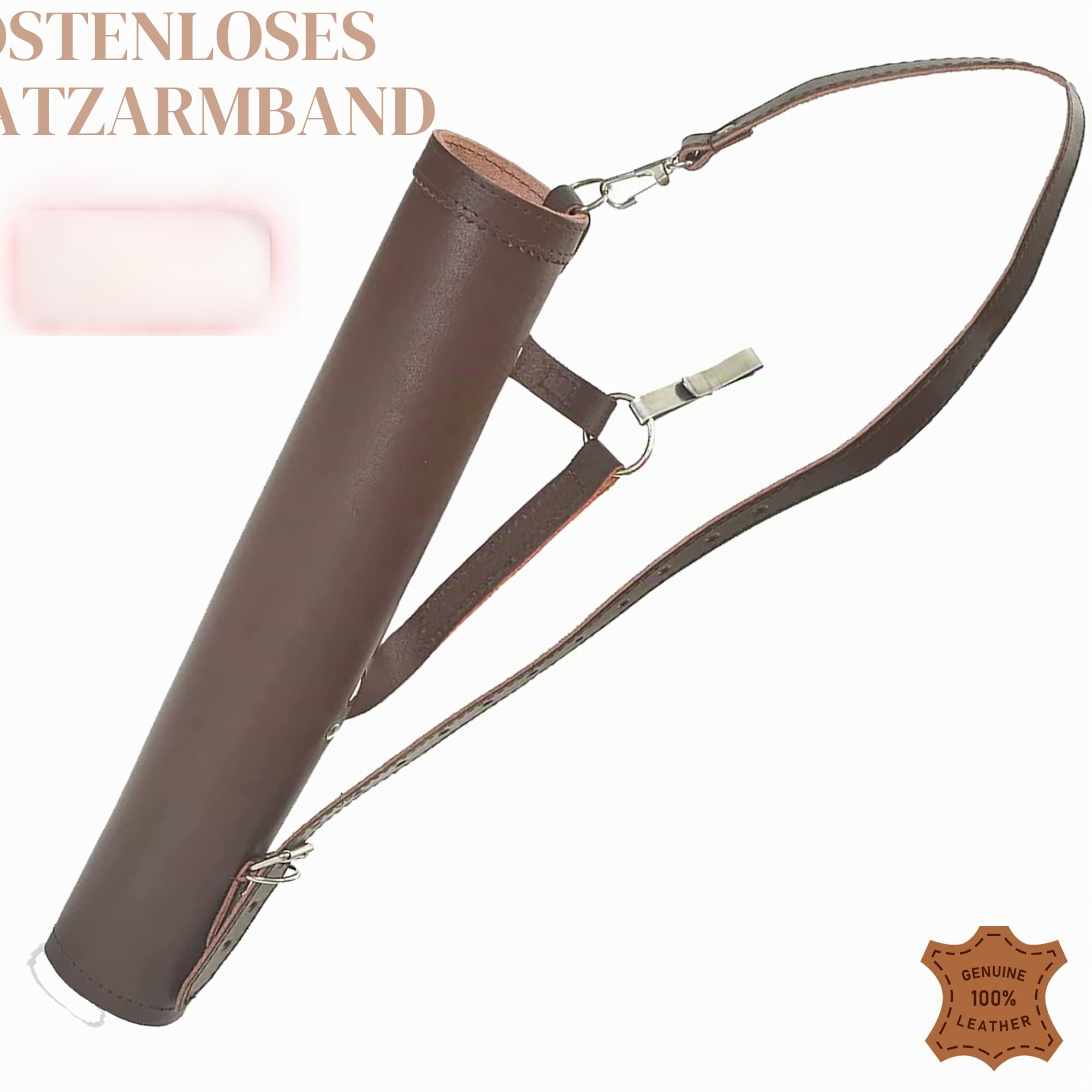 Lederköcher Handgefertigte traditionelle Bogen- und Pfeilschießen-Tragetasche mit Taschen, Outdoor-Schießen, Bogenschießen-Zubehör