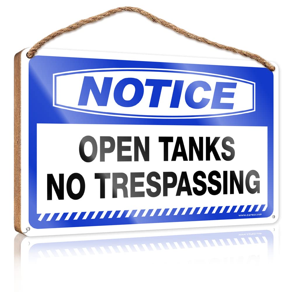 DTHA Farmhouse Wall Decor Signs Notice Open Tanks No Trespassing Wooden Sign Wooden Signs For Crafts Bathroom Funny Decor(23X35CM)