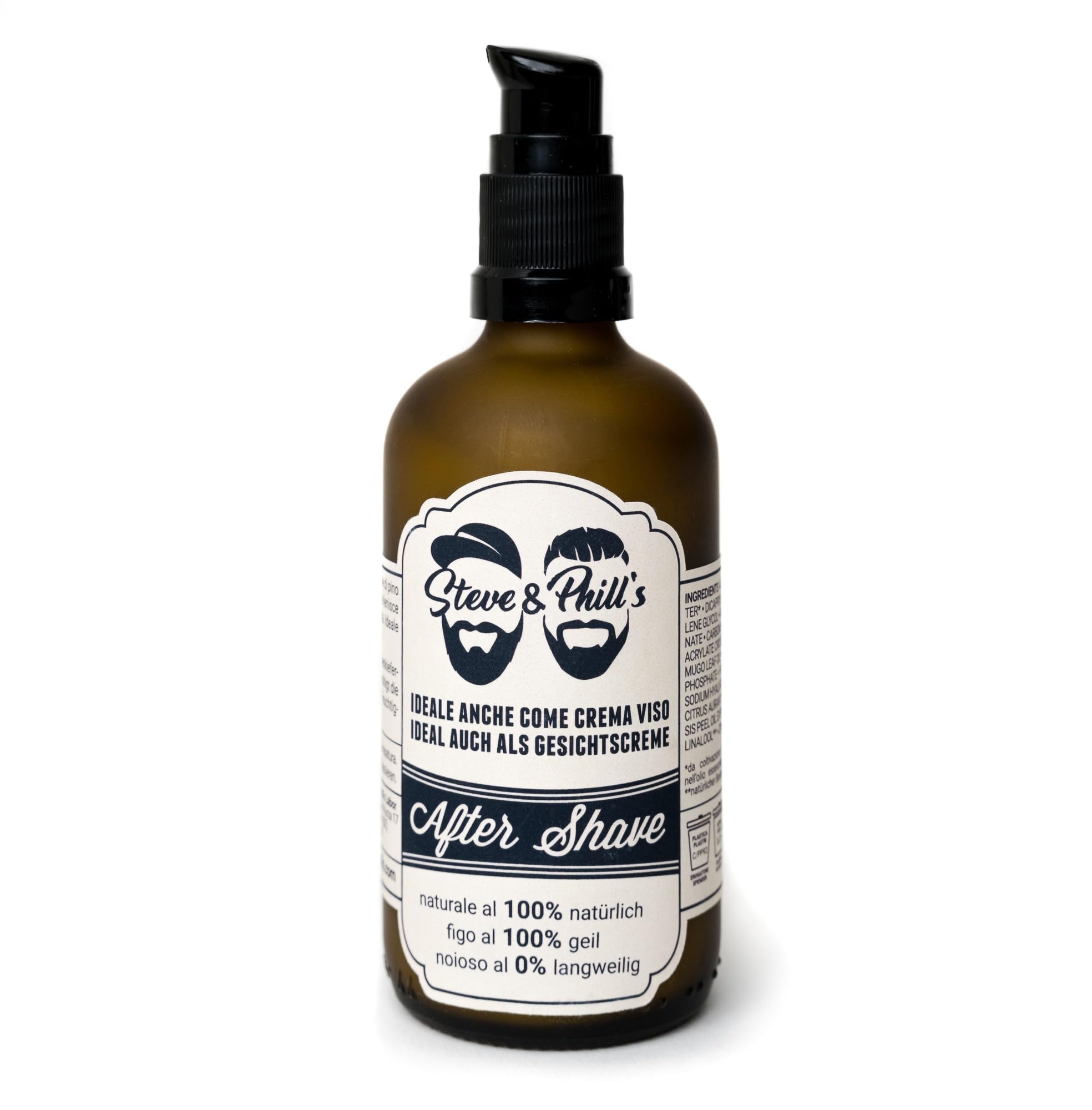 Steve & Phill's After Shave Balsamo barba, 100ml - con olio di pino mugo biologico dell'Alto Adige, ideale anche come crema per il viso - 100% naturale - Qualità Made in Alto Adige