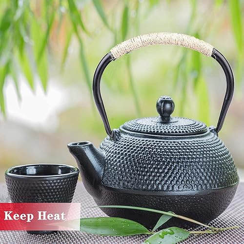 Miniatura 6 de Tetera de hierro fundido,Juego de té japonés,Ollas de té con infusores para té suelto,Hervidor de té de hierro fundido para leñafogataestufa de gas,