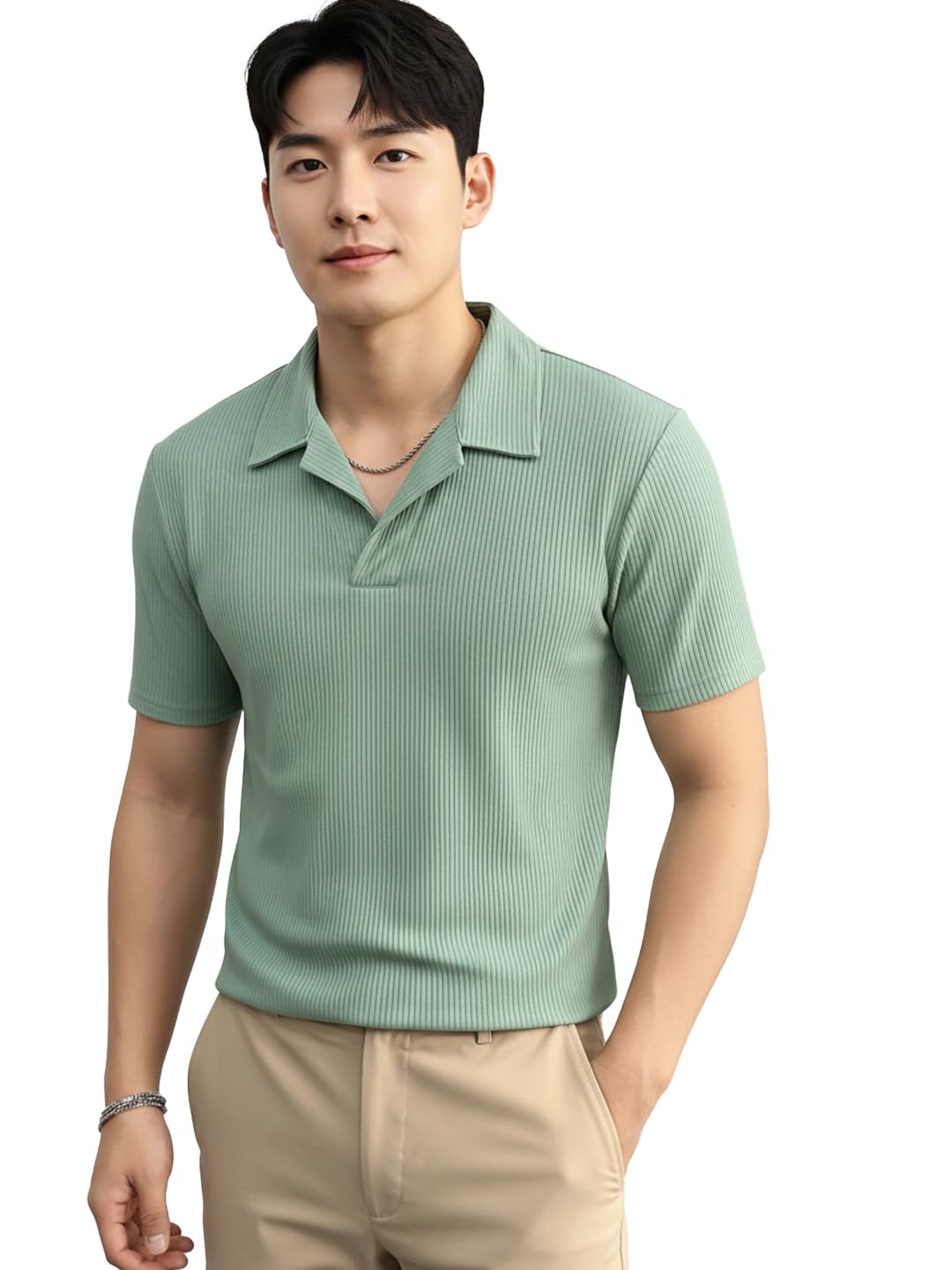 madfrog Men’s Solid Polo Neck Half Sleeve T-Shirt – Soft & Breathable Cotton Blend, Regular Fit Comfortable Casual Top for Office-picture-40