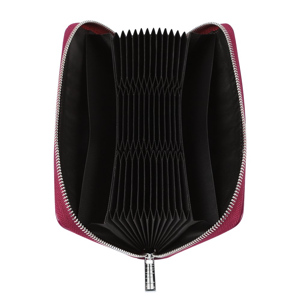 Cynure Women 36 Slots RFID Blocking Card Holder Large Long Leather Zipper Organizer Accordion Wallet