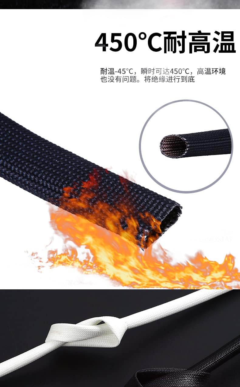 High Temp Black Auto Heat Sleeve Fiberglass Adjustable Heat Shield Black Color (10FT X 6MM(1/4''))