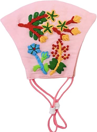 Miniatura 2 de Tam Creatio 100% algodón bordado a mano, máscara floral, cómoda, ajustable, fresca transpirable y lavable (paquete de 5)
