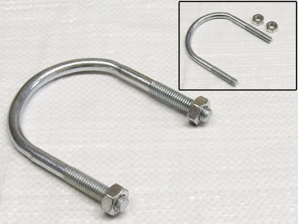 12MM x 90MM Zinc Plated 'U' Bolt with 2 Hex Nuts - Clamp Pipe Tube Marine