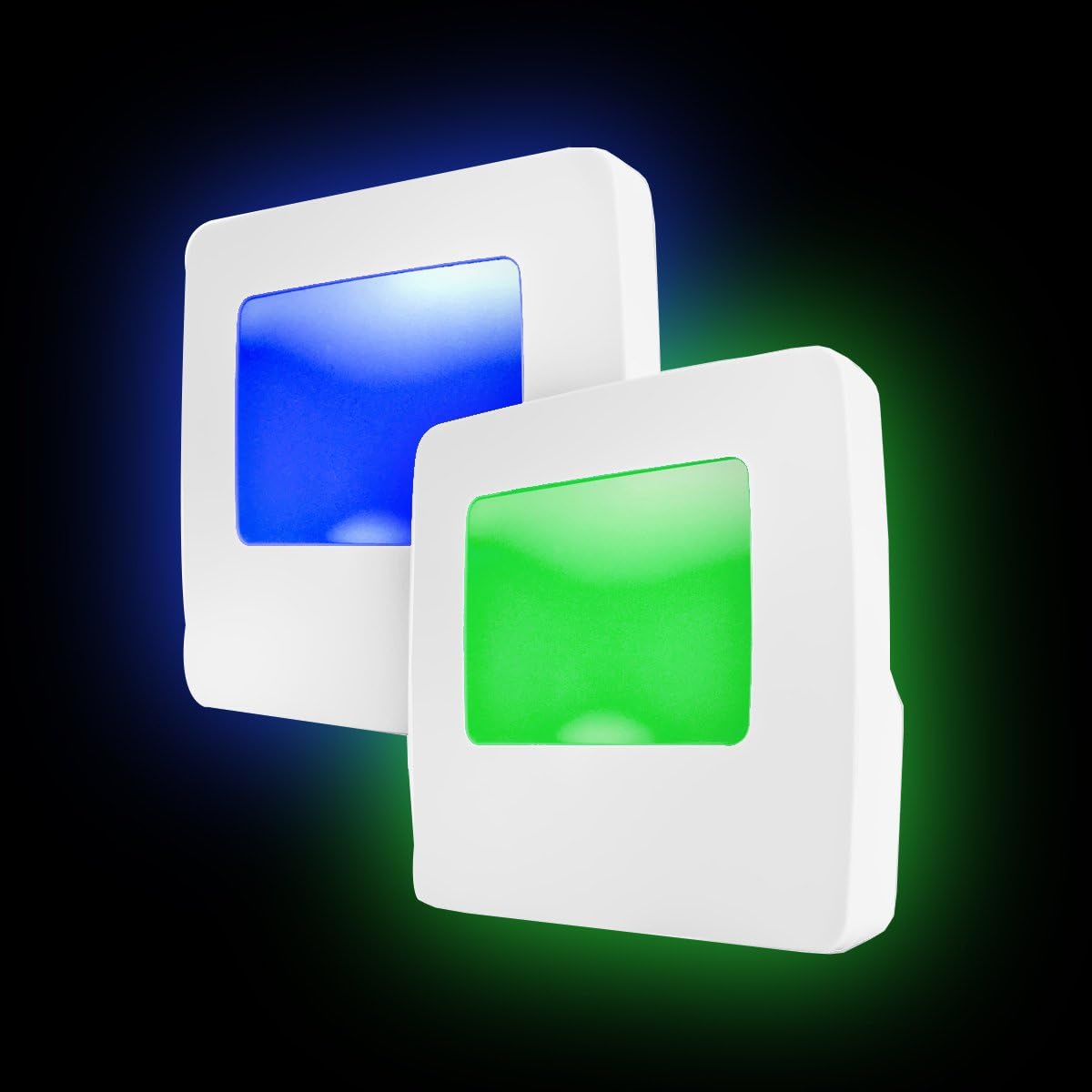 LED Concepts Pack of 2 Plug-In LED Night Lights – Ultra Slim, Cool-Touch Design – Great for Bedroom, Bathroom, Hallway, Stairways, or Any Dark Room (Blue Green)